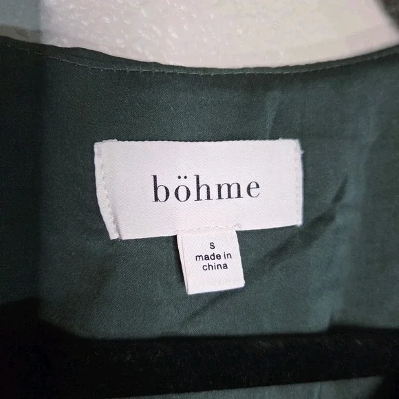 Böhme Green Prairie Maxi Dress Long Sleeve Tiered Ruffle Cottagecore Boho Size S - Picture 2 of 9